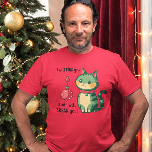 Camiseta Destroyer de Cat Natal de Ornamentos de Árvores