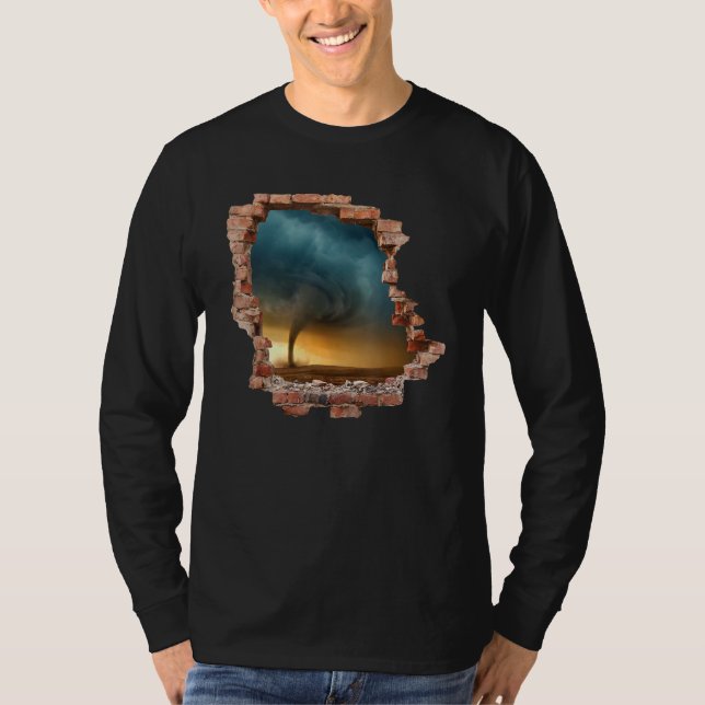 Camiseta Destruição da Parede da Tempestade Tornado Caçador (Frente)