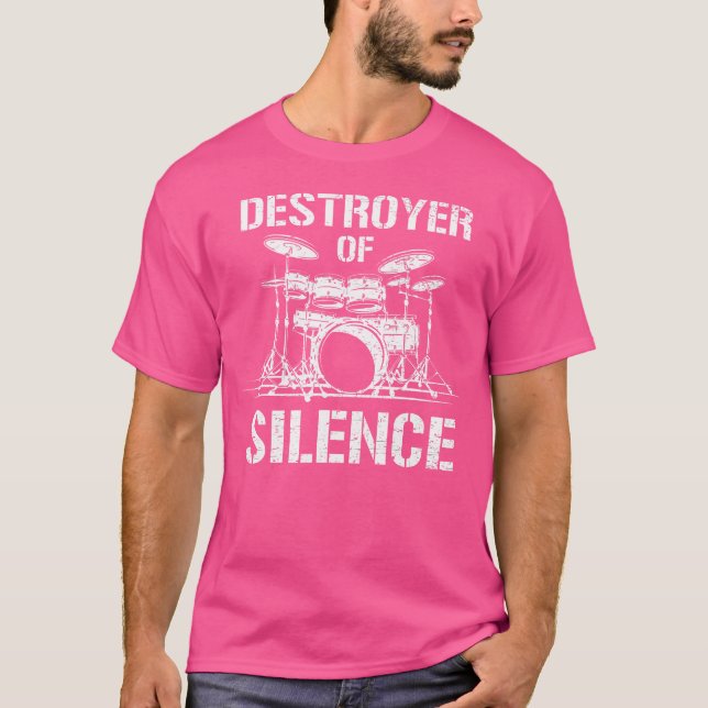 Camiseta Destruidor De Silêncio Engraçado Percussão De Drum (Frente)