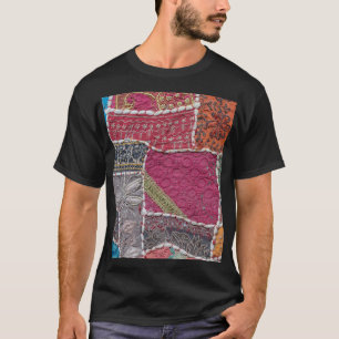 Camiseta Detalhe de Fecho do Carpete de Patches Coloridos