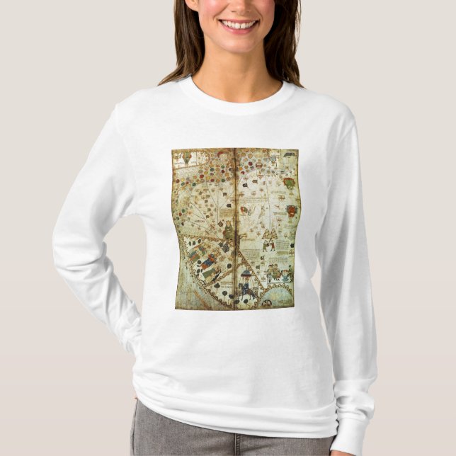 Camiseta Detalhe de um mapa do mundo Catalan (Frente)