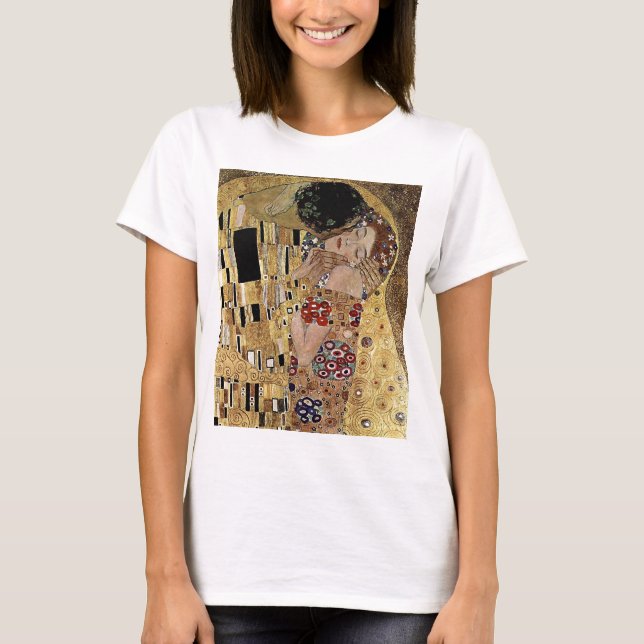 Camiseta Detalhe do Beijo de Gustav Klimt (cerca de 1908) (Frente)