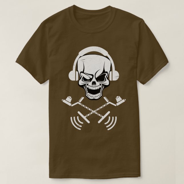 Camiseta Detecção de Caveira do Detector de Metal (Frente do Design)