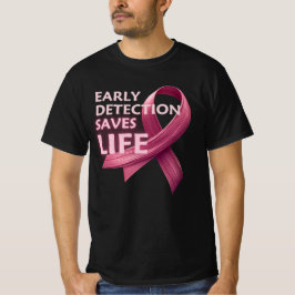 Camiseta Detecção Precoce Salva Vidas - Laço Rosa