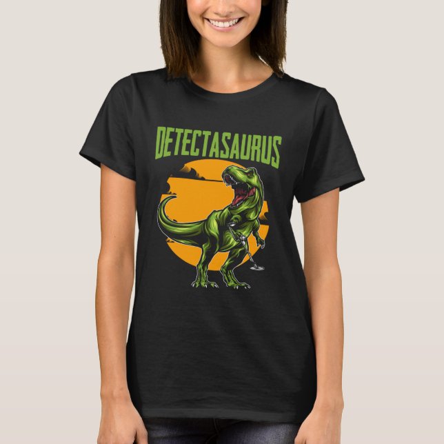 Camiseta Detectasaurus Treasure Hunting Dinosaur Trex Metal (Frente)