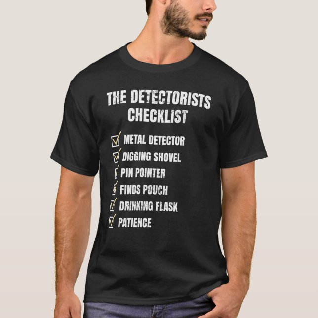 Camiseta Detector Checklist Sujeira Detectando Metais (Frente)
