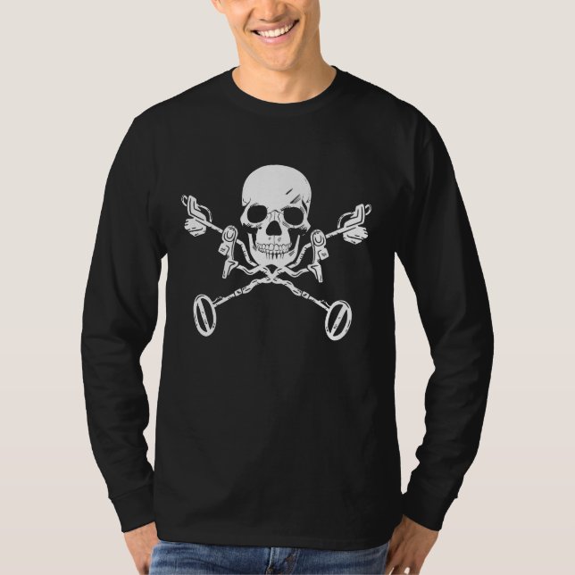 Camiseta Detectors Skull Crossbones Dark Weird Fun (Frente)