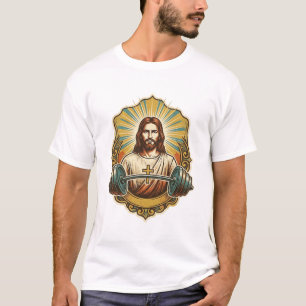 Camiseta Determinado Jesus Haltere Pesado de Ferro Levantam