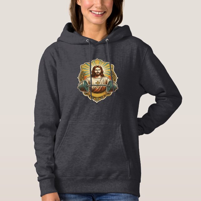 Camiseta Determinado Jesus Haltere Pesado de Ferro Levantam (Frente)