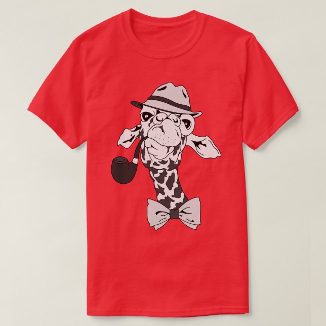 Camiseta Detetive Giraffe Com Pipe E Chapéu (Frente do Design)