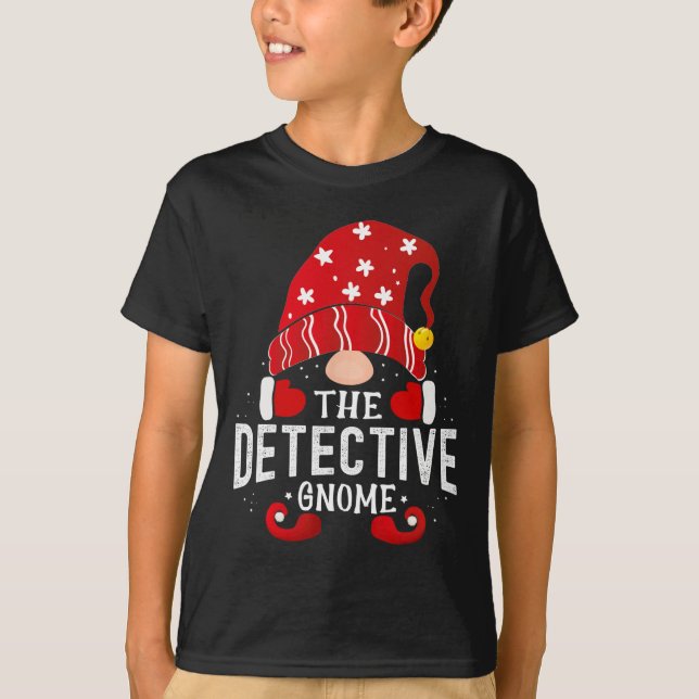 Camiseta Detetive Gnomo Correspondendo Pjs De Natal Para Fa (Frente)