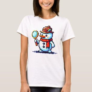 Camiseta Detetive Snowman: Mistério de inverno de 8 bits