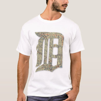 Camiseta Detroit City Map Antigo Inglês D