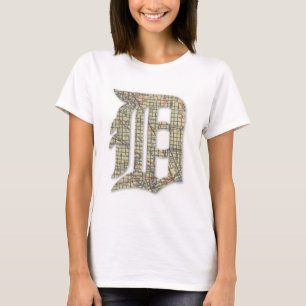 Camiseta Detroit City Map Antigo Inglês D