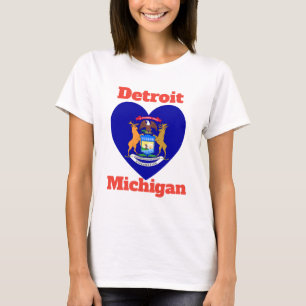 Camiseta Detroit Michigan Heart Flag
