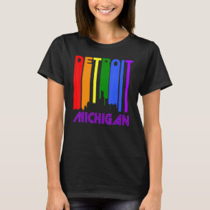 Camiseta Detroit Michigan Lgbtq Orgulho gay Rainbow Skyline
