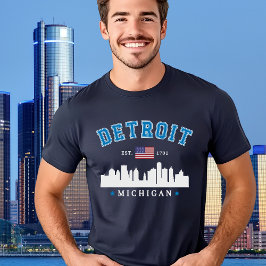 Camiseta Detroit Michigan Skyline City - Souvenir Detroit