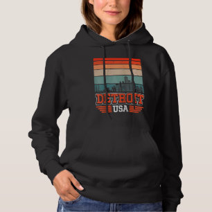 Camiseta Detroit Michigan USA Retro Vintage Sunset Skyline