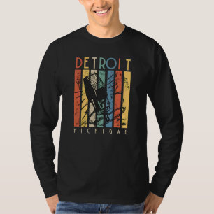 Camiseta Detroit Michigan Vintage Microphone Retro Vintage