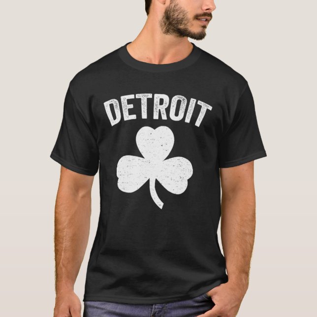 Camiseta Detroit St Patrick s Day Parade Irish Shamrock Cut (Frente)