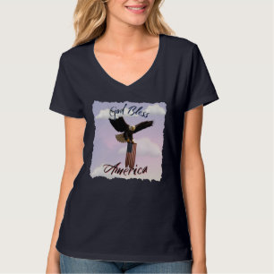 Camiseta "Deus Abençoe a América" Águia Careca em Voo com B