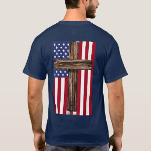 Camiseta Deus Abençoe a América Bandeira da Cruz Rústica 17