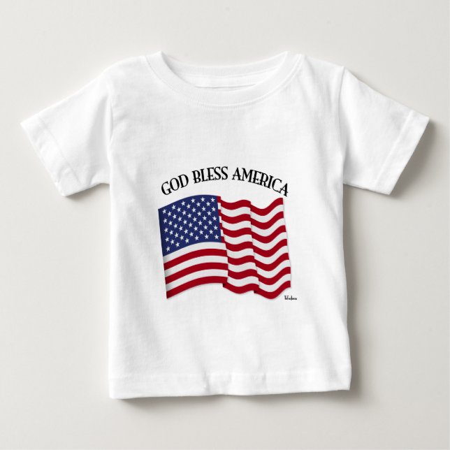 Camiseta DEUS ABENÇOE A AMÉRICA com a bandeira dos EUA (Frente)