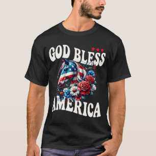 Camiseta Deus Abençoe a América Floral Patriótico Bonito Ca