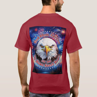Camiseta Deus Abençoe a América Meu Lar Águia Marrom Fogos