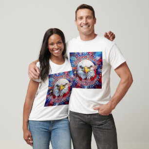 Camiseta Deus Abençoe a América Terra Que Eu Amo Águia Verm