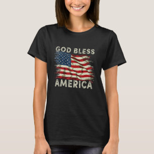 Camiseta Deus Abençoe a Bandeira dos EUA da América 4 de Ju