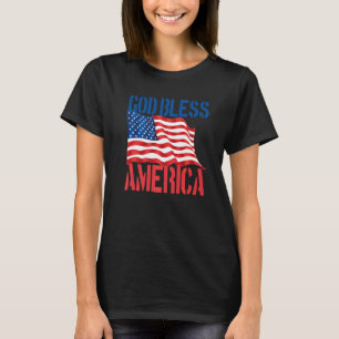 Camiseta Deus Abençoe a Bandeira dos EUA Patriótica 4 de Ju