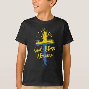 Camiseta Deus Abençoe a Ucrânia Cruz Suporte Cristão Reze P
