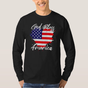 Camiseta Deus abençoe America Flag Heart