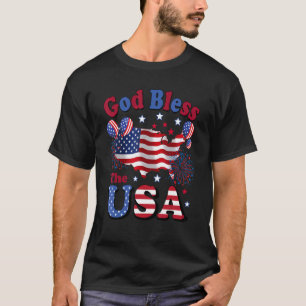 Camiseta Deus abençoe Da Bandeira Patriótica Americana Dos
