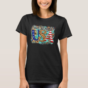 Camiseta Deus abençoe Das Estrelas Dos Eua E Leopardo