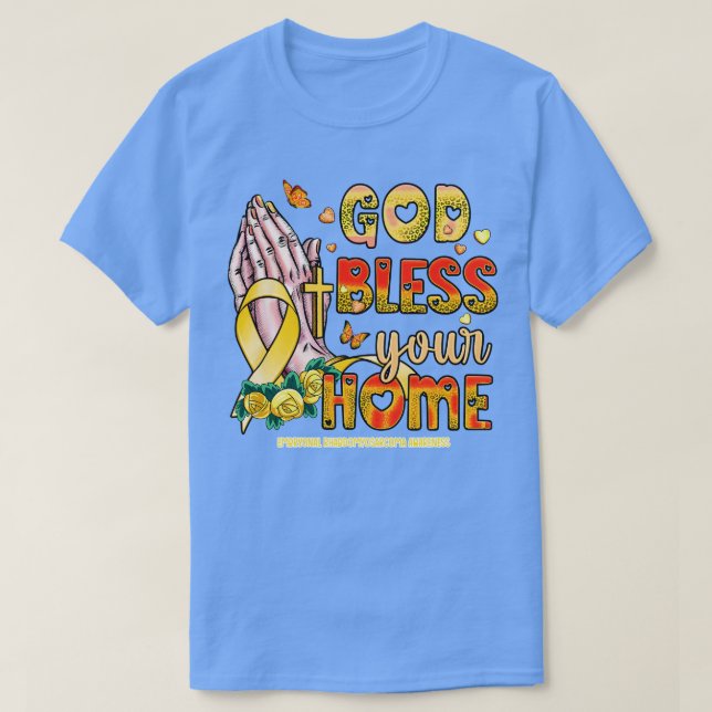 Camiseta Deus abençoe de Consciência do Rabdomiosarcoma Emb (Frente do Design)