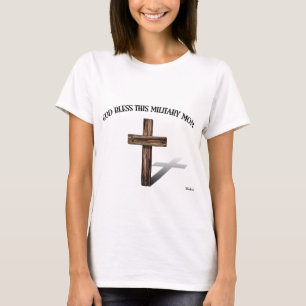 Camiseta DEUS ABENÇOE ESTA MAMÃ MILITAR com cruz áspera