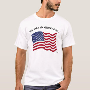 Camiseta DEUS ABENÇOE MINHA FAMÍLIA MILITAR com bandeira