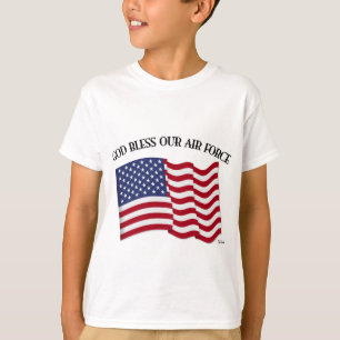 Camiseta DEUS ABENÇOE NOSSAS FORÇAS AÉREAS com a bandeira d