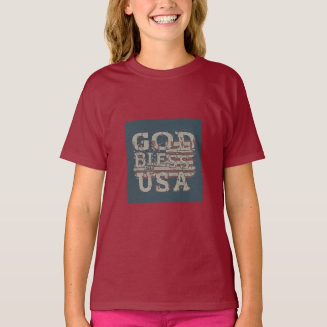 Camiseta Deus abençoe o design dos EUA  (Frente)