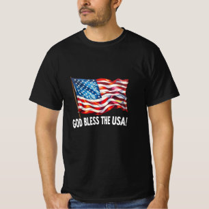 Camiseta Deus Abençoe os EUA Bandeira Americana Acenando Ar