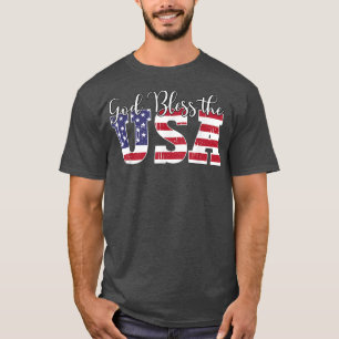 Camiseta Deus abençoe Os EUA Bandeira Patriótica 4 de julho
