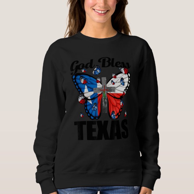 Camiseta Deus abençoe Texas Butterfly Texas Map Cross Chris (Frente)