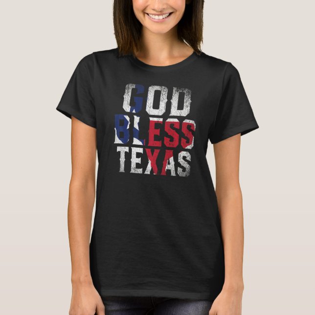Camiseta Deus abençoe Texas Flag Patriótico e Ortoso Estado (Frente)
