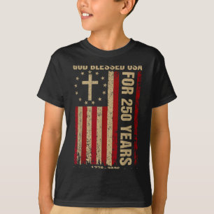 Camiseta Deus Abençoou os EUA por 250 Anos 1776 2026 Cristã