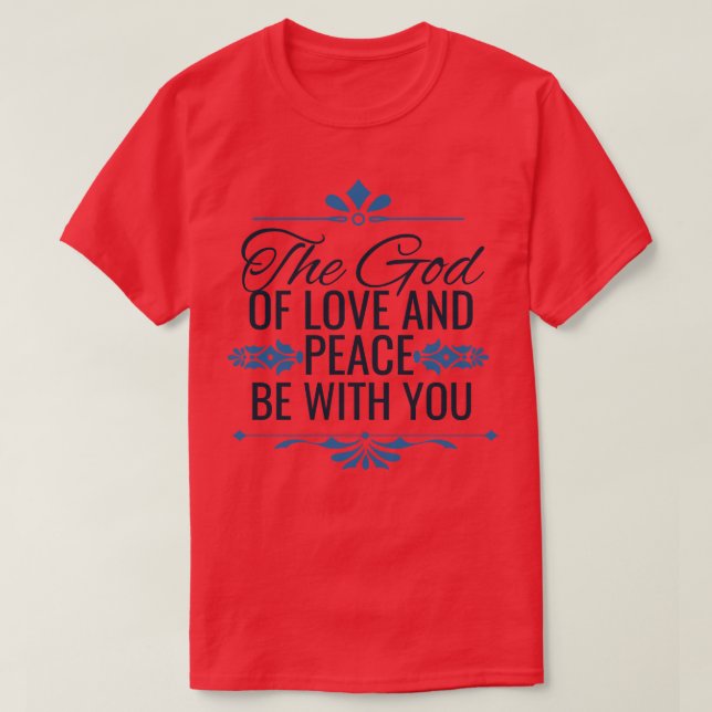 Camiseta Deus Ama E Paz, Dizendo Religioso (Frente do Design)