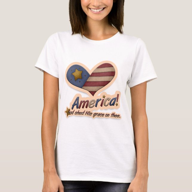 Camiseta Deus Americano Deu Sua Graça Ao Patriótico (Frente)