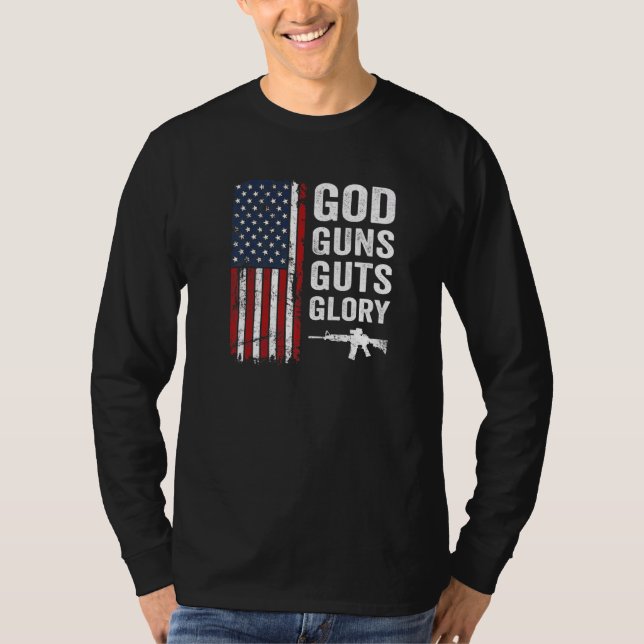 Camiseta Deus Armas Glória Glória Usa Bandeira Patriótica C (Frente)