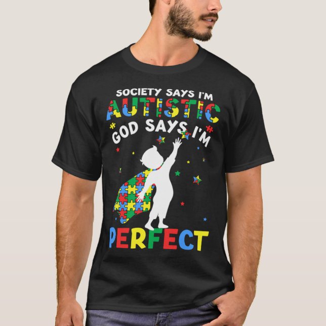 Camiseta Deus Autista Diz Que Sou Puzzle Perfeito Conscient (Frente)